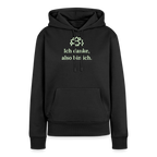 Design-Hoodie „Ich danke, also bin ich“ für Damen aus Bio-Baumwolle, leuchtende Farbe: schwarz – Dankfabrik.