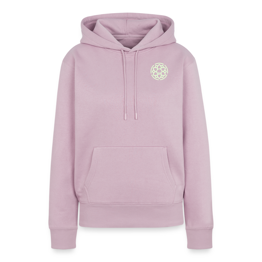 Design-Hoodie „Ich danke, also bin ich“ für Damen aus Bio-Baumwolle, Farbe: rosa – Dankfabrik.