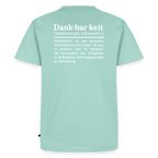 Design T-Shirt „Dankbarkeit“ für Herren aus Bio-Baumwolle, Farbe: türkis – Dankfabrik.