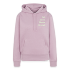 Design-Hoodie „Eat. Sleep. Thank. Repeat.“ für Damen aus Bio-Baumwolle, Farbe: rosa - Dankfabrik.