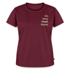 T-Shirt „Eat. Sleep. Thank. Repeat.“ | Damen * - Burgunderrot