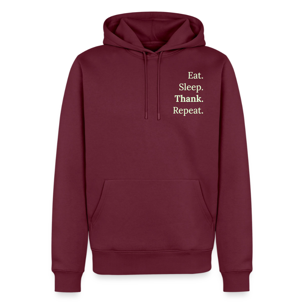 Hoodie „Eat. Sleep. Thank. Repeat.“ | Herren * - Burgunderrot