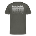 Design T-Shirt „Dankbarkeit“ für Herren aus Bio-Baumwolle, Farbe: dunkelgrün – Dankfabrik.
