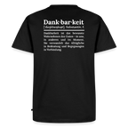 Design T-Shirt „Dankbarkeit“ für Herren aus Bio-Baumwolle, Farbe: schwarz – Dankfabrik.