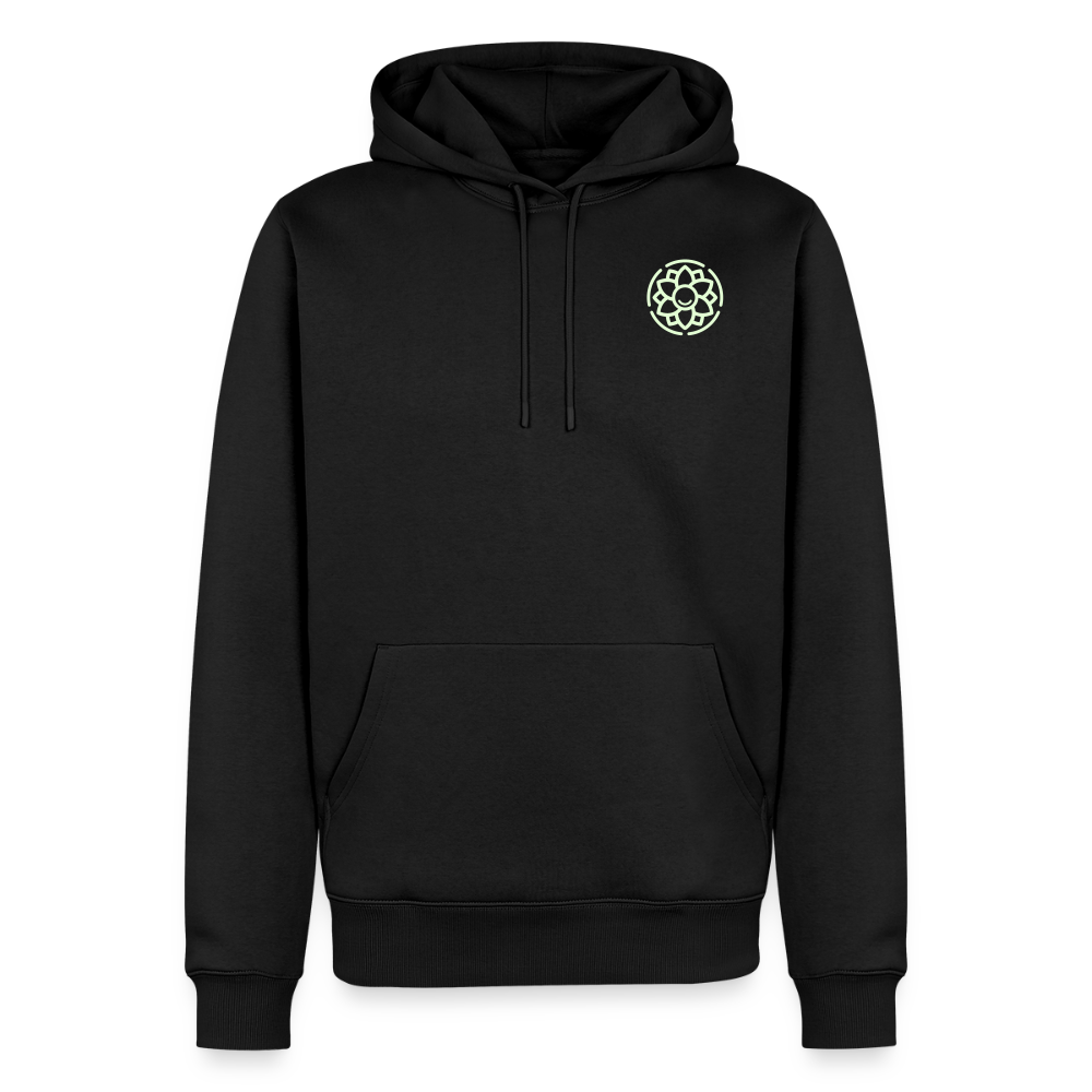 Design Hoodie „Seid lieb zueinander“ für Herren aus Bio-Baumwolle, Farbe: schwarz – Dankfabrik.