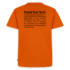 Design T-Shirt „Dankbarkeit“ für Herren aus Bio-Baumwolle, Farbe: orange – Dankfabrik.