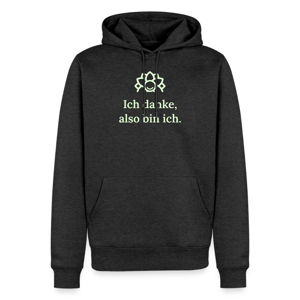 Design Hoodie „Ich danke, also bin ich“ für Herren aus Bio-Baumwolle, leuchtende Farbe: anthrazit – Dankfabrik.