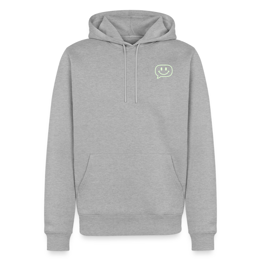 Design Hoodie „Seid lieb zueinander“ für Herren aus Bio-Baumwolle, Farbe: grau – Dankfabrik.
