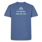 Design T-Shirt „Ich danke, also bin ich“ für Herren aus Bio-Baumwolle, leuchtende Farbe: taubenblau – Dankfabrik.