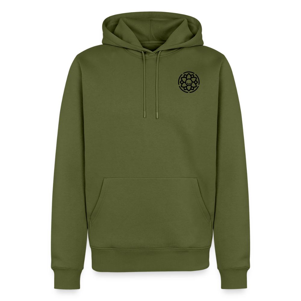 Design-Hoodie „Dankbarkeit“ für Herren aus Bio-Baumwolle, Farbe: khaki – Dankfabrik.