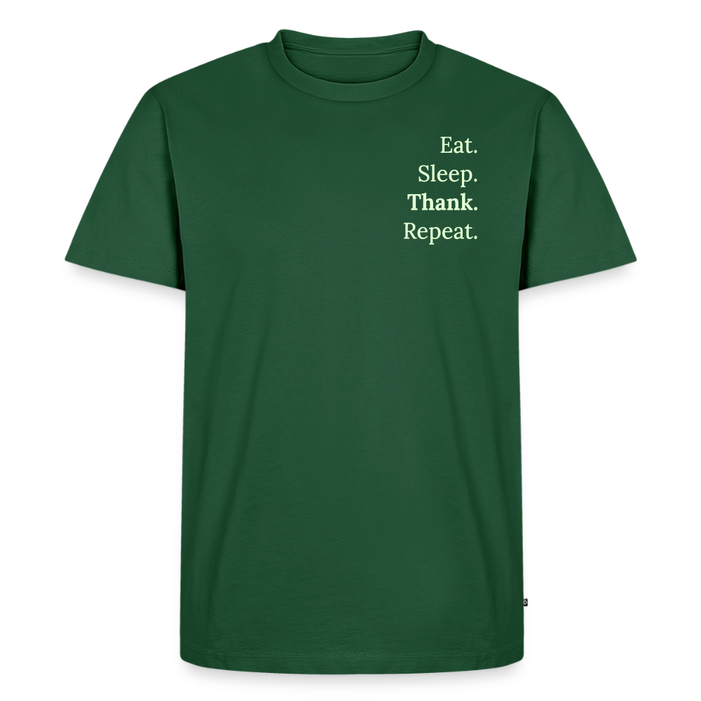 T-Shirt „Eat. Sleep. Thank. Repeat.“ | Herren * - Flaschengrün