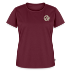 Design T-Shirt „Ich danke, also bin ich“ für Damen aus Bio-Baumwolle, Farbe: burgunderrot – Dankfabrik.