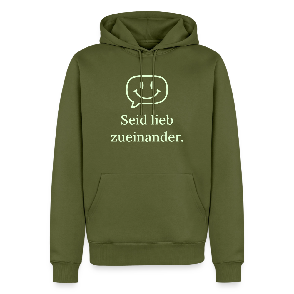 Hoodie „Seid lieb zueinander“ | Herren * - Khaki