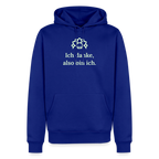 Hoodie „Ich danke, also bin ich.“ | Herren * - Royalblau