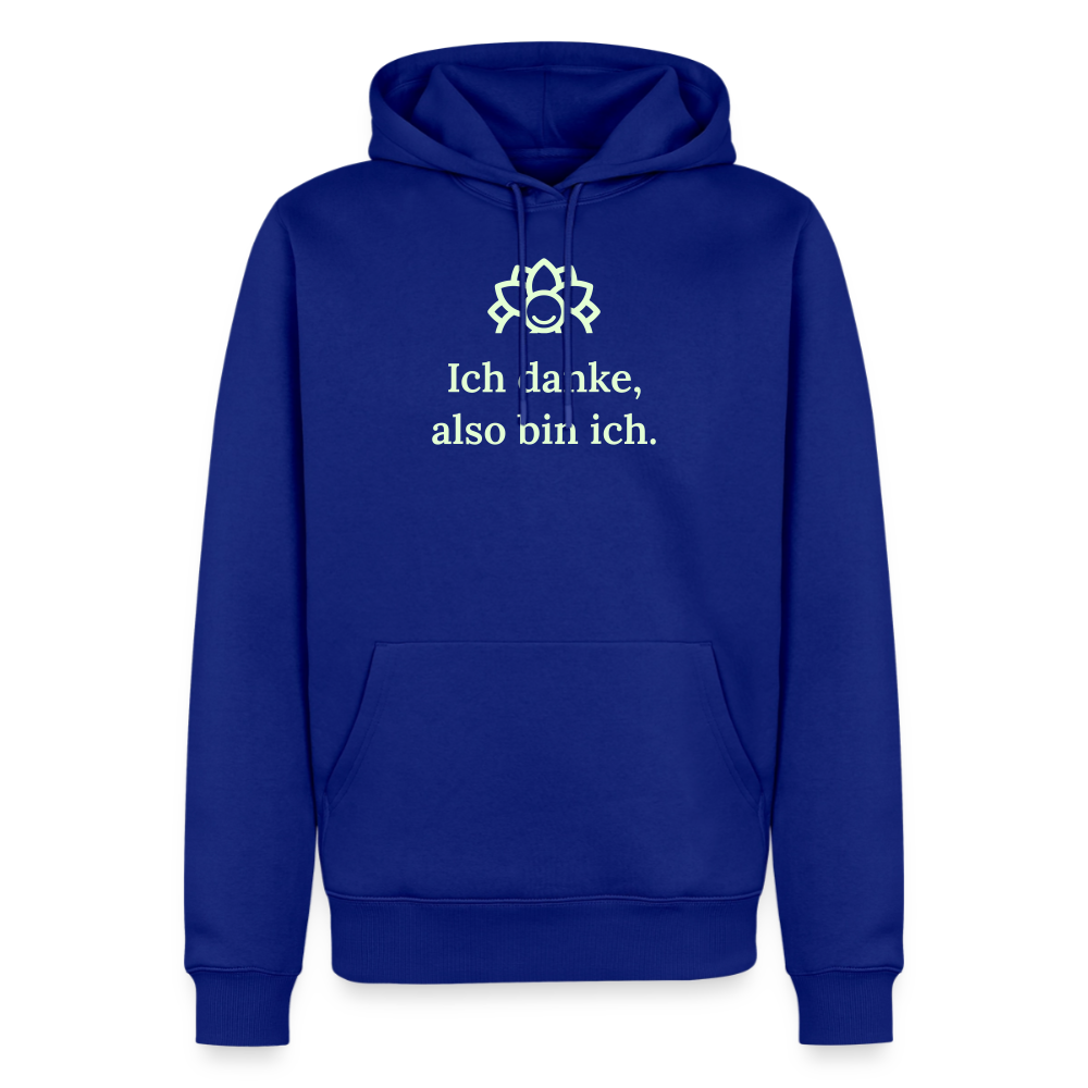 Hoodie „Ich danke, also bin ich.“ | Herren * - Royalblau