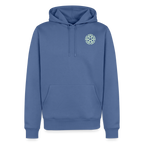Design-Hoodie „Eat. Sleep. Thank. Repeat.“ für Herren aus Bio-Baumwolle, Farbe: blau - Dankfabrik.