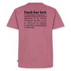 Design T-Shirt „Dankbarkeit“ für Herren aus Bio-Baumwolle, Farbe: rosa – Dankfabrik.