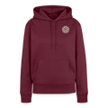 Design Hoodie „Seid lieb zueinander“ für Damen aus Bio-Baumwolle, Farbe: burgunderrot – Dankfabrik.
