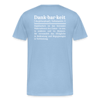 Design T-Shirt „Dankbarkeit“ für Herren aus Bio-Baumwolle, Farbe: hellblau – Dankfabrik.