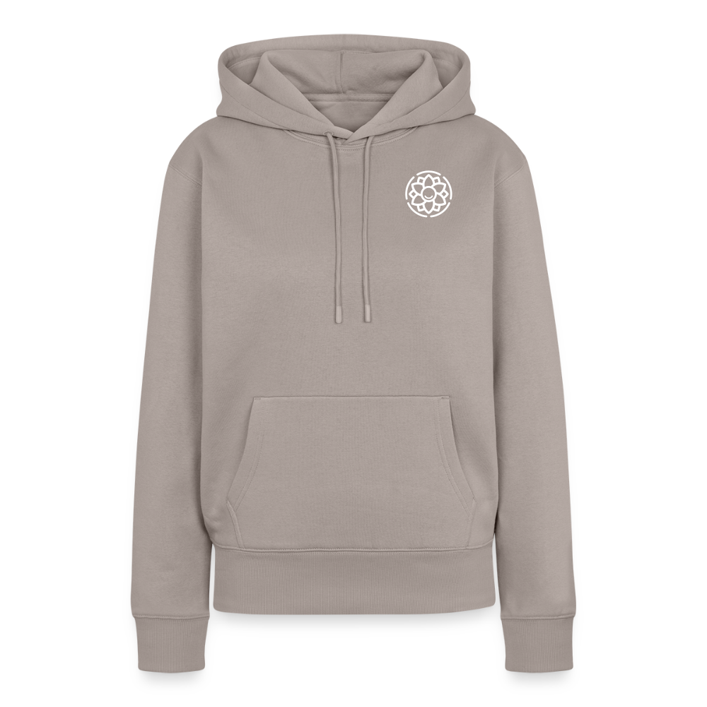 Design-Hoodie „Dankbarkeit“ für Damen aus Bio-Baumwolle, Farbe: grau – Dankfabrik.
