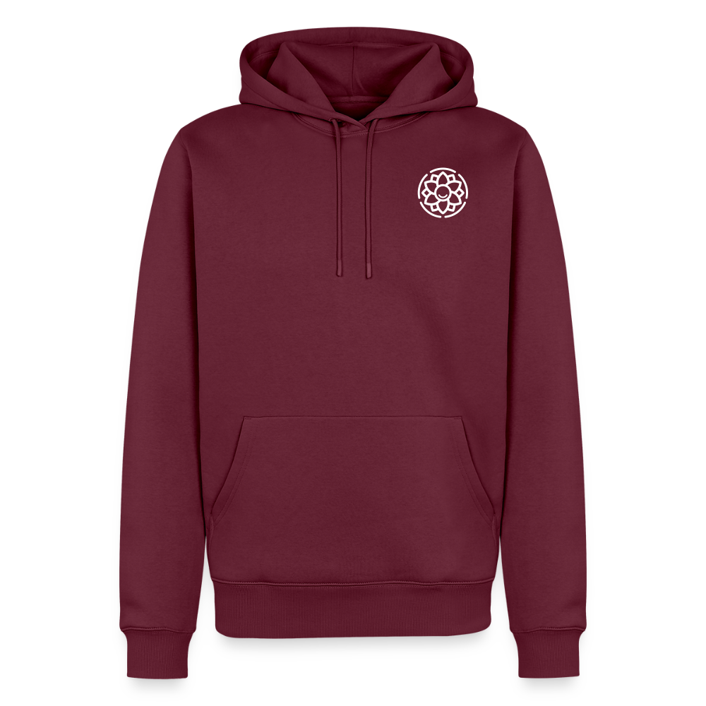 Design-Hoodie „Dankbarkeit“ für Herren aus Bio-Baumwolle, Farbe: burgunderrot – Dankfabrik.