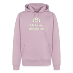 Design Hoodie „Ich danke, also bin ich“ für Herren aus Bio-Baumwolle, leuchtende Farbe: altrosa – Dankfabrik.