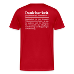Design T-Shirt „Dankbarkeit“ für Herren aus Bio-Baumwolle, Farbe: rot – Dankfabrik.