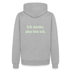 Design Hoodie „Ich danke, also bin ich“ für Herren aus Bio-Baumwolle, Farbe: grau – Dankfabrik.