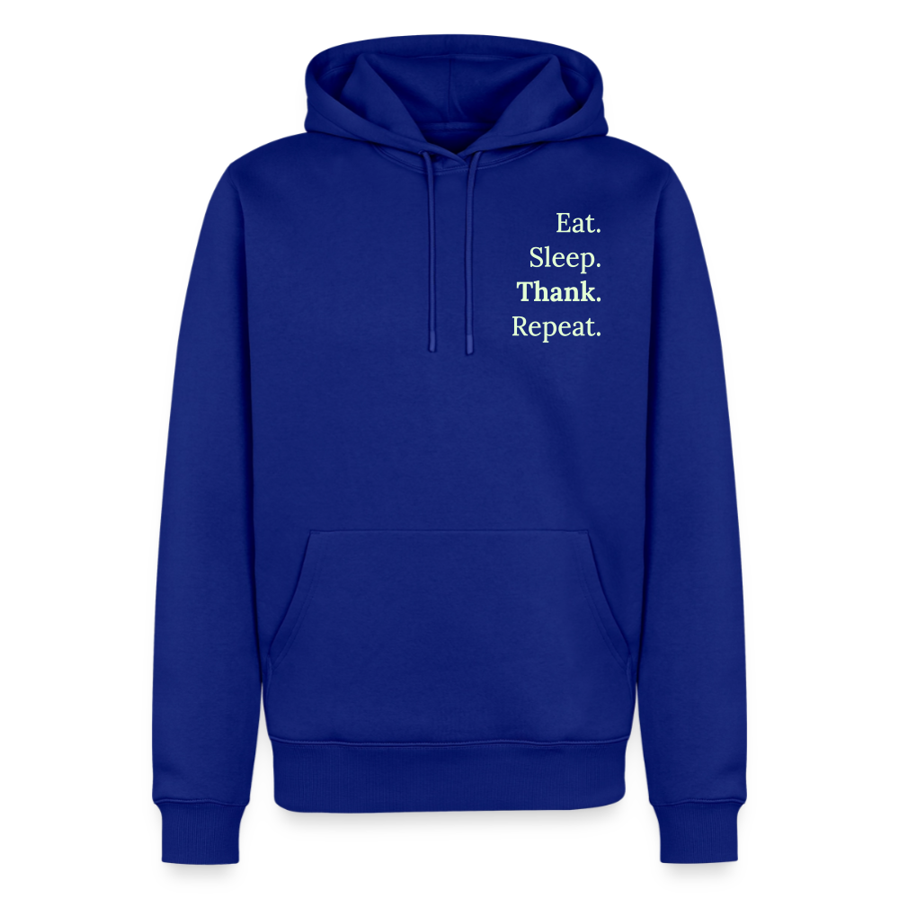 Hoodie „Eat. Sleep. Thank. Repeat.“ | Herren * - Royalblau