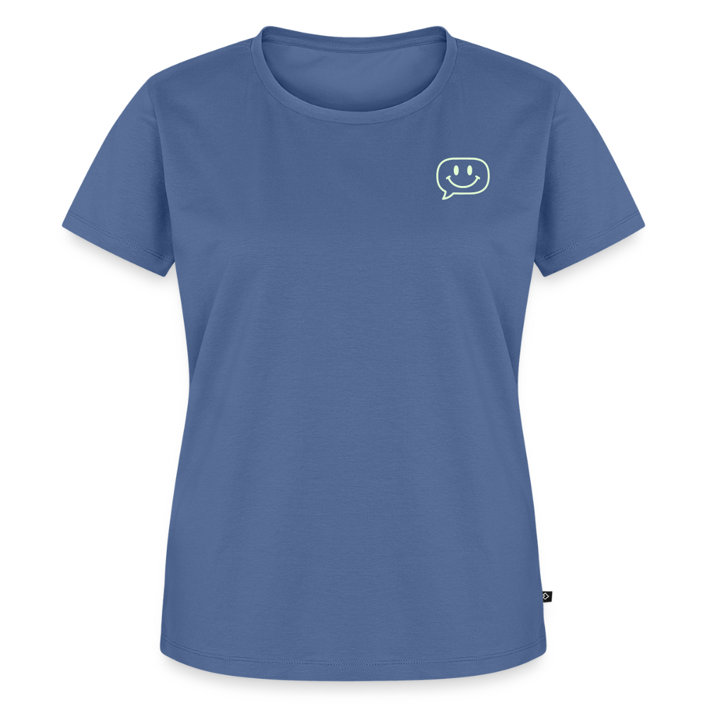 Design T-Shirt „Seid lieb zueinander“ für Damen aus Bio-Baumwolle, Farbe: blau - Dankfabrik.