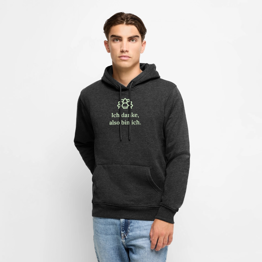 Hoodie „Ich danke, also bin ich.“ | Herren * - Anthrazit meliert