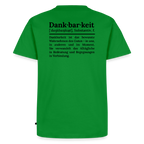 Design T-Shirt „Dankbarkeit“ für Herren aus Bio-Baumwolle, Farbe: grün – Dankfabrik.