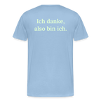 Design T-Shirt „Ich danke, also bin ich“ für Herren aus Bio-Baumwolle, Farbe: hellblau – Dankfabrik