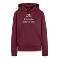 Design-Hoodie „Ich danke, also bin ich“ für Damen aus Bio-Baumwolle, leuchtende Farbe: burgunderrot   – Dankfabrik.