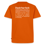 Design T-Shirt „Dankbarkeit“ für Herren aus Bio-Baumwolle, Farbe: orange – Dankfabrik.