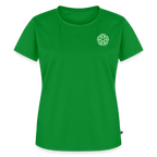 Design T-Shirt „Eat. Sleep. Thank. Repeat.“ für Damen aus Bio-Baumwolle, Farbe: grün - Dankfabrik.