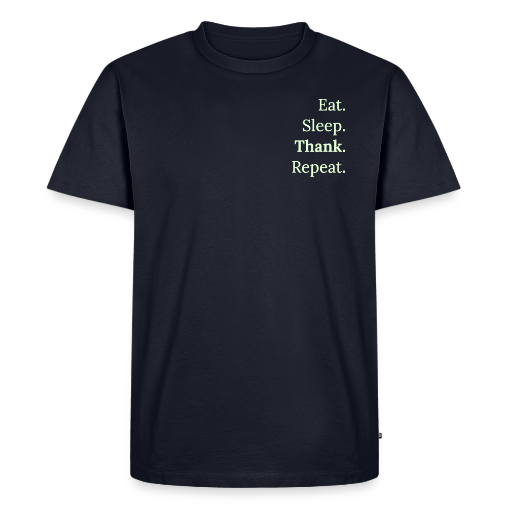 T-Shirt „Eat. Sleep. Thank. Repeat.“ | Herren * - Navy