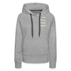 Design-Hoodie „Eat. Sleep. Thank. Repeat.“ für Damen aus Bio-Baumwolle, Farbe: grau - Dankfabrik.