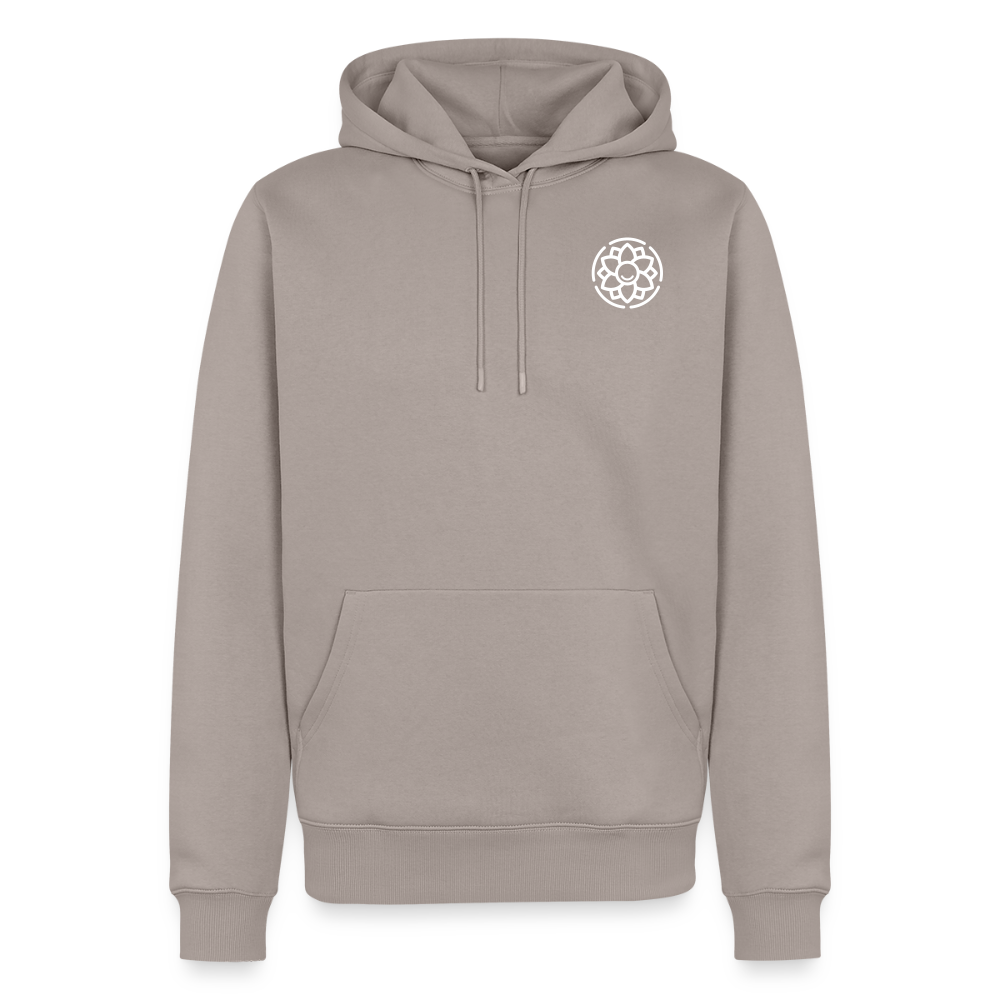 Design-Hoodie „Dankbarkeit“ für Herren aus Bio-Baumwolle, Farbe: beige – Dankfabrik.