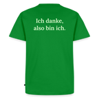 Design T-Shirt „Ich danke, also bin ich“ für Herren aus Bio-Baumwolle, Farbe: grün – Dankfabrik.