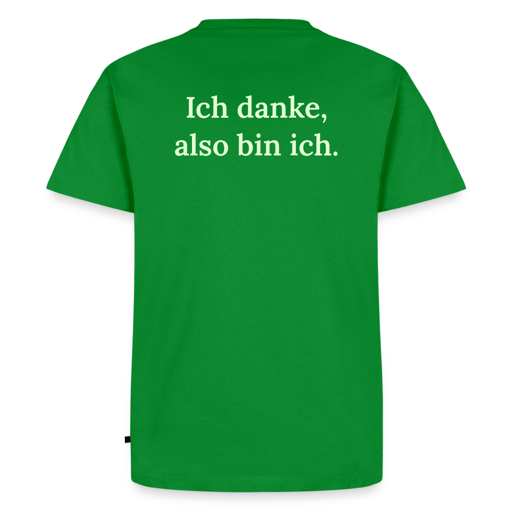 Design T-Shirt „Ich danke, also bin ich“ für Herren aus Bio-Baumwolle, Farbe: grün – Dankfabrik.