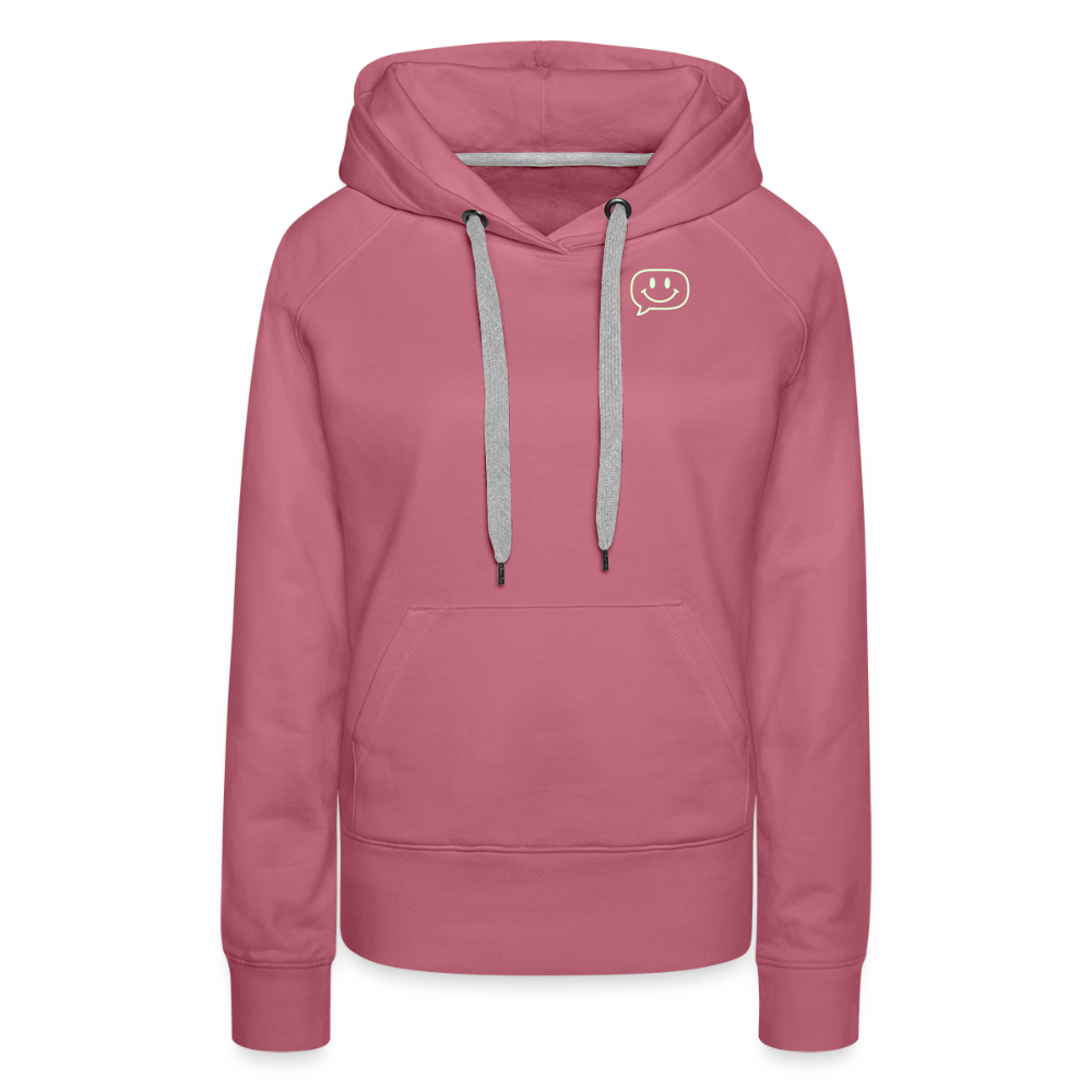 Design Hoodie „Seid lieb zueinander“ für Damen aus Bio-Baumwolle, Farbe: pink – Dankfabrik.