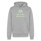 Design Hoodie „Ich danke, also bin ich“ für Herren aus Bio-Baumwolle, leuchtende Farbe: grau – Dankfabrik.