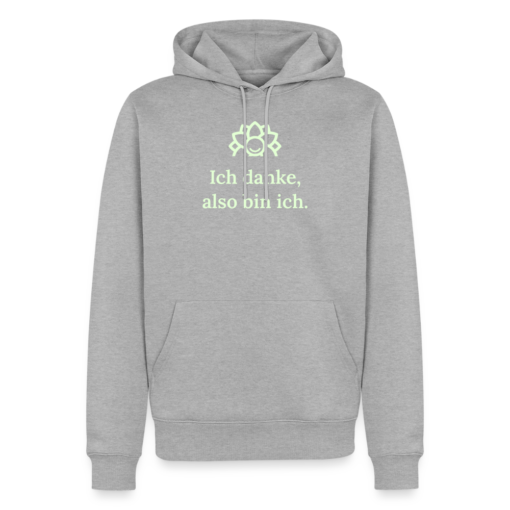 Design Hoodie „Ich danke, also bin ich“ für Herren aus Bio-Baumwolle, leuchtende Farbe: grau – Dankfabrik.