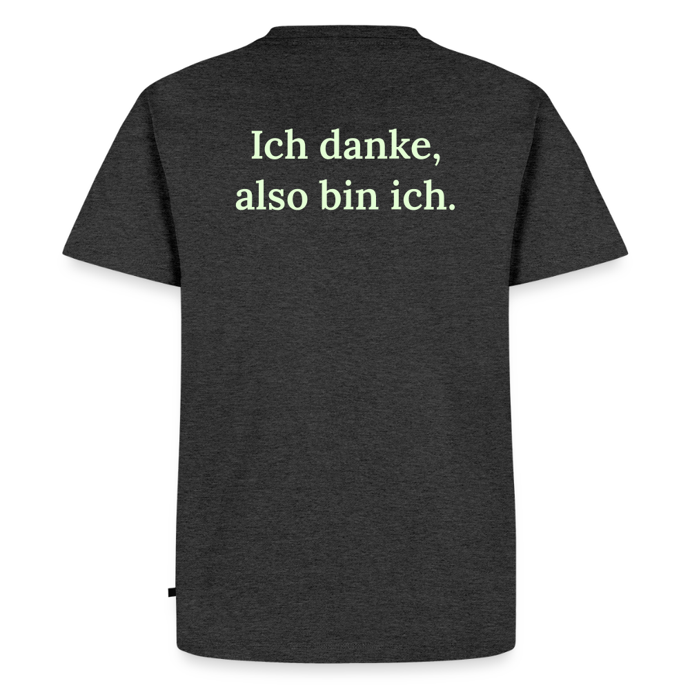 Design T-Shirt „Ich danke, also bin ich“ für Herren aus Bio-Baumwolle, Farbe: anthrazit – Dankfabrik.