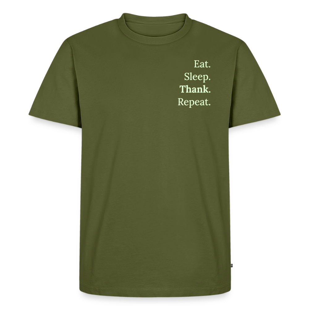 T-Shirt „Eat. Sleep. Thank. Repeat.“ | Herren * - Khaki