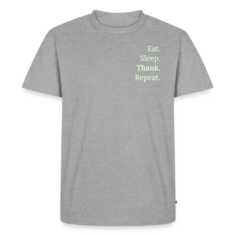 T-Shirt „Eat. Sleep. Thank. Repeat.“ | Herren * - Grau meliert