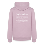 Design-Hoodie „Dankbarkeit“ für Herren aus Bio-Baumwolle, Farbe: rosa – Dankfabrik.
