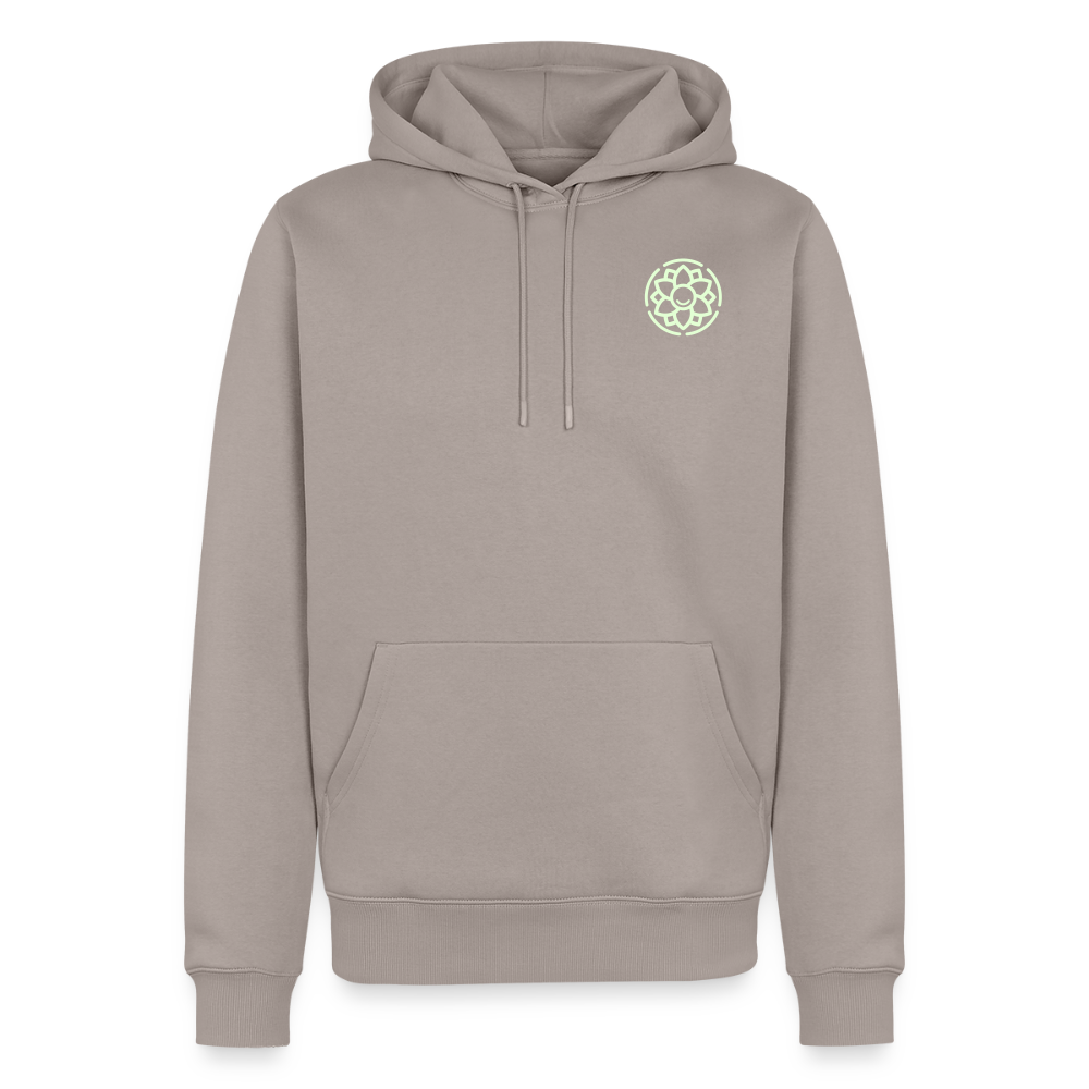 Design-Hoodie „Eat. Sleep. Thank. Repeat.“ für Herren aus Bio-Baumwolle, Farbe: beige - Dankfabrik.