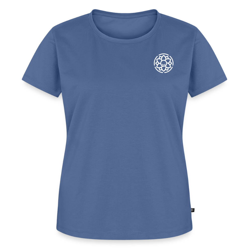 Design T-Shirt „Dankbarkeit“ für Damen aus Bio-Baumwolle, Farbe: blau – Dankfabrik.
